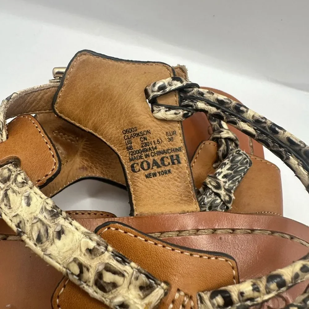 Coach Clarkson women,Snake print, Roccia Ginger thong Sandal Size 6